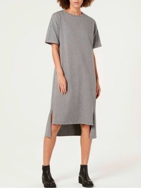 EILEEN FISHER - Short Sleeve High-Low T-shirt Dress. organic cotton. XS